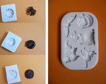 Lot moules en silicone 8 formes Halloween pour décoration loisirs créatifs