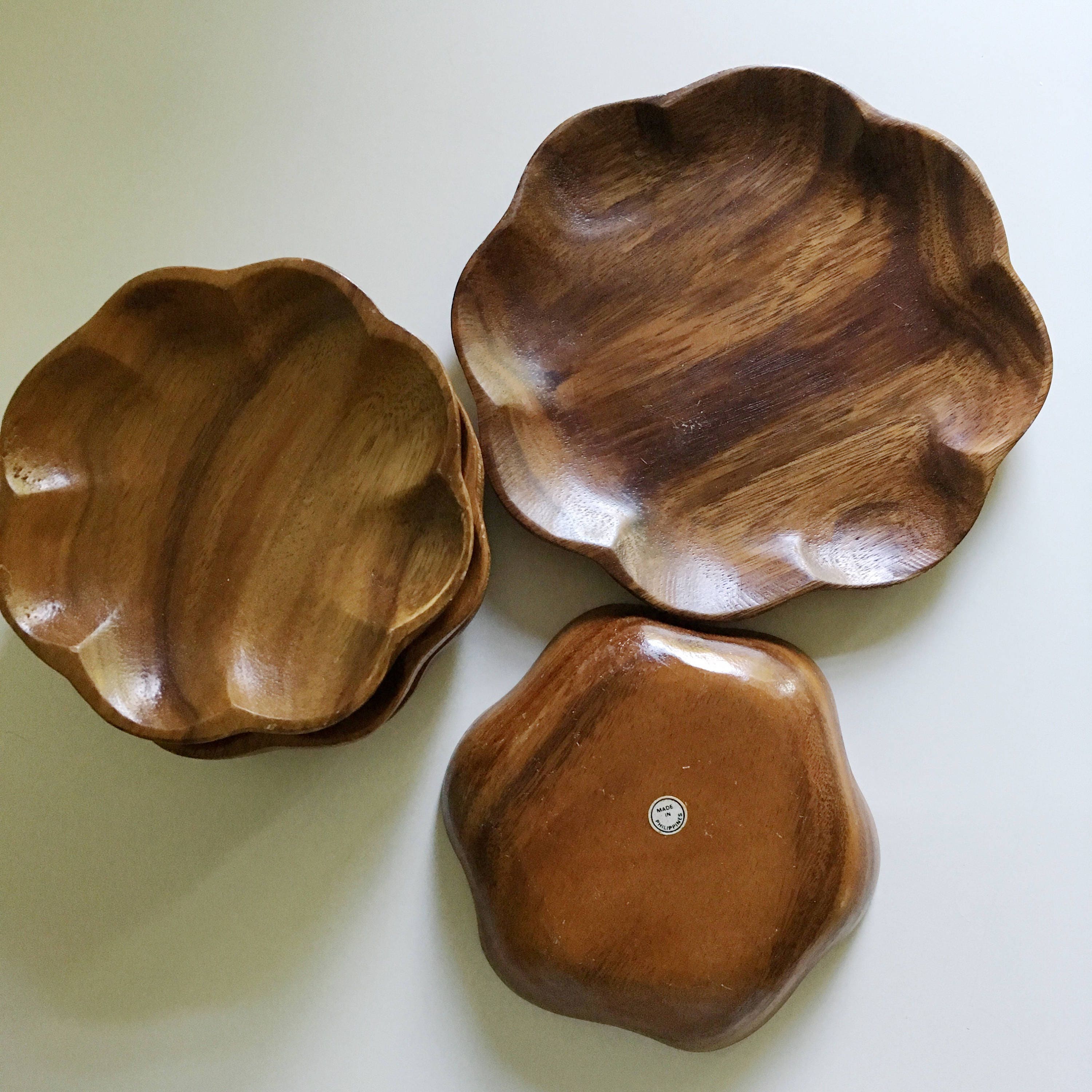 Great Vintage Snack Set Wooden Dishes Boho Dish Great Vintage Snack Set Wooden Dishes Boho Dish Serving