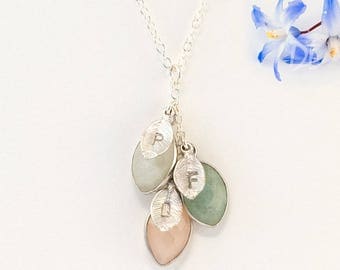 Custom Birthstone Necklace For Mom, Silver Custom Necklace, Family Necklace, Grandma Necklace, Cascade, Initial Necklace, Gift Idea