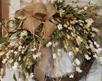 Fall Front door wreath, Wreath for front door- Wreath Great for All Year Round - Everyday Burlap Wreath, Door Wreath