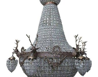 Largest size. Large Stag Deer Chandelier. Interior Design. Atlanta Vintage Decor. Dark bronze Color request. 53 Inch Chandelier