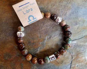 Green Opal Bracelet, Libra Bracelet, Zodiac Bracelet, Astrology Bracelet, Zodiac Jewelry, Green Stone Bracelet, Boho Bracelet