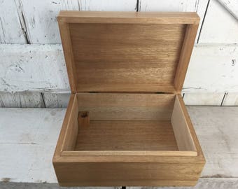Wooden box with lid vintage oak storage box