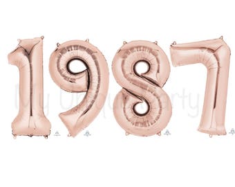 1987 Numbers Large Rose Gold Numbers 34” Mylar Set of 4 Number Balloons New Rose Gold Jumbo 34 inch Balloons 30th Birthday 30th Anniversary