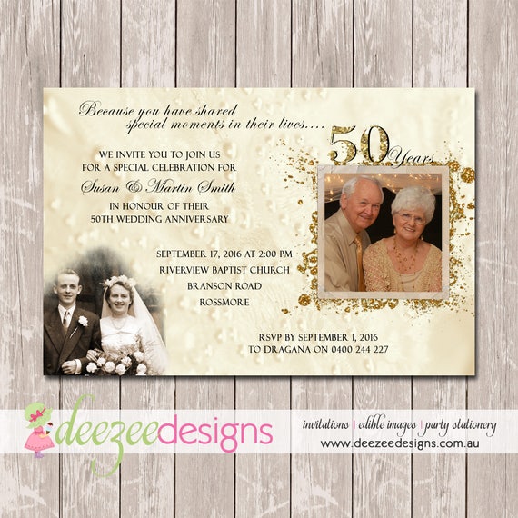 Wedding Anniversary Invitation - 50th Golden - YOU PRINT - A002 by ...