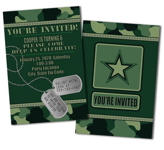 Camo Invitations, Army Invitation, Invitations, Invitation, Birthday ...