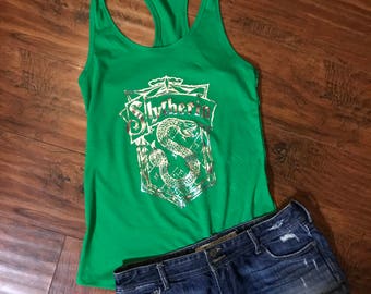 Slytherin Crest Green Racerback | Hogwarts Houses | Harry Potter Shirt | Hogwarts Crest | Slytherin Tank | Wizarding World