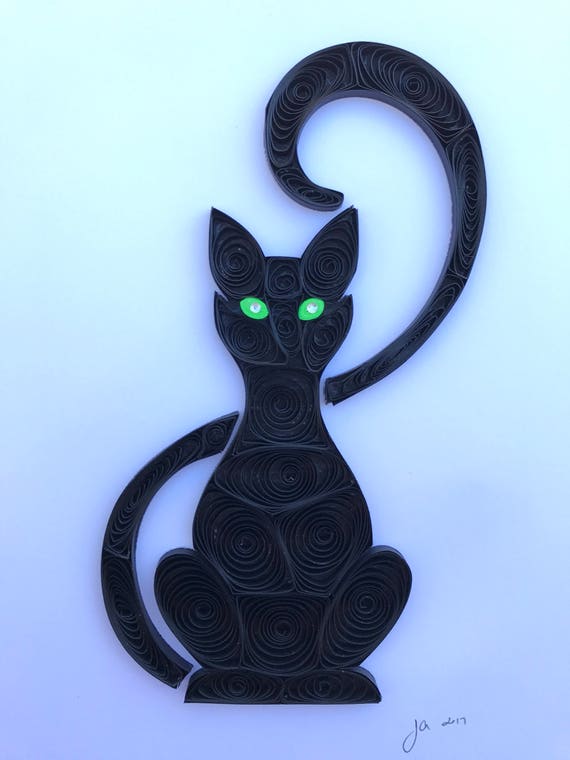 Quilling Black Cat Quilled Art