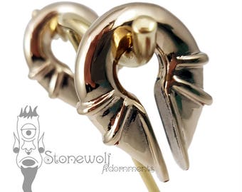 Pair of Bronze Electromagnet Ear Weights for Stretched Lobes
