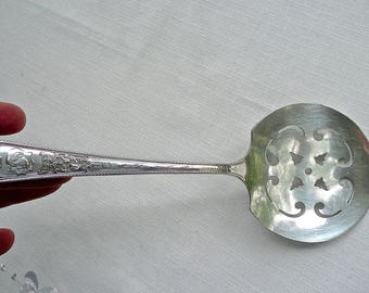 Vintage Silver Plate - Royalty - Commemorative 1939 - Carlton Silver Plate - Serving Spoon - Pierced Spoon - Ornate Spoon -Tomato Server