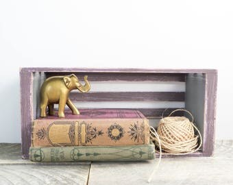 Shabby Chic Box - Purple and Gray Crate - Purple Decor - Storage Organization
