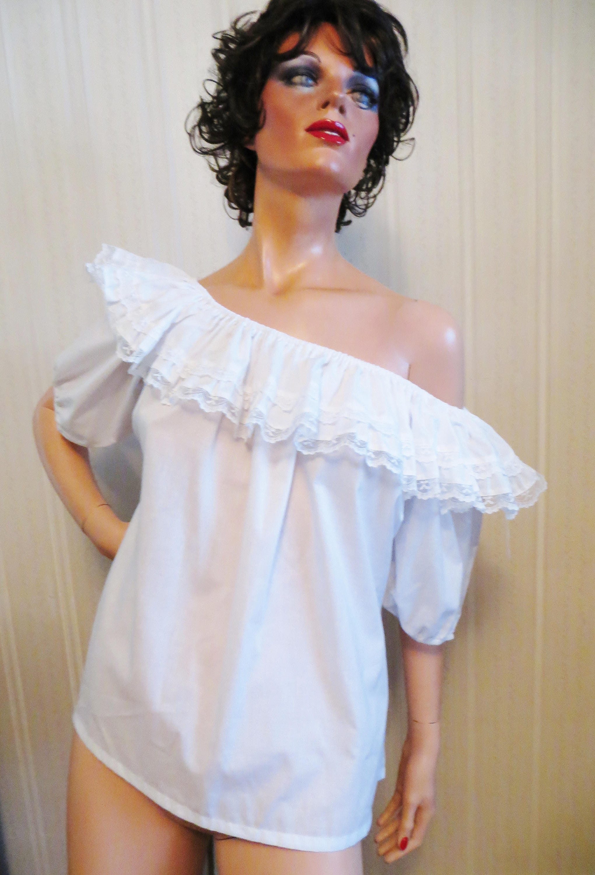 Vintage Peasant Blouse Retro Square Dance Southwestern Top