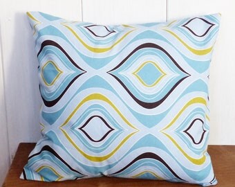 VINTAGE 40 x 40 cm fabric pillow cover retro geometric blue and yellow