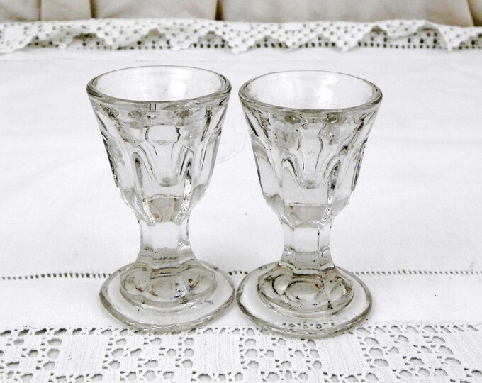 2 Antique French Deceptive Firing Glasses, French Shot Toasting Stem Glass from France, Bistro Man Cave Barware Decor, French Drinking