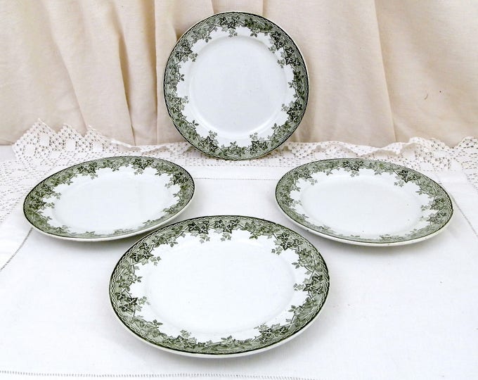 Antique French Ironware "Terre de Fer" St Amand et Hamage China Plate Dark Green Ivy and Wild Rose Pattern, Chateau, French Country Decor Antique French Ironware "Terre de Fer" St Amand et Hamage China Plate Dark Green Ivy and Wild Rose Pattern, Chateau, French Country Decor