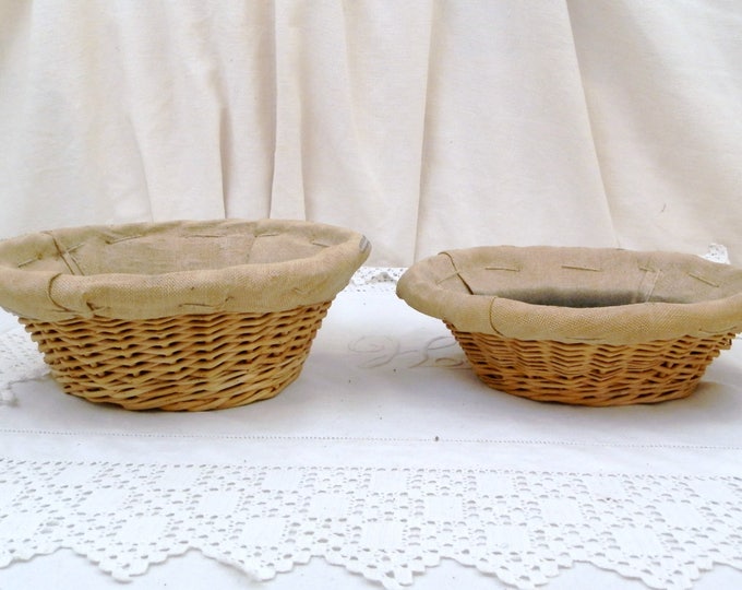 1 Antique French Boulangerie Wicker Bread Rising Basket / Bread Proofing Basket with Grain Sack Lining, Dough Rising Bowl, French Decor 1 Antique French Boulangerie Wicker Bread Rising Basket / Bread Proofing Basket with Grain Sack Lining, Dough Rising Bowl, French Decor