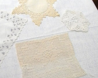 Summer Sale Vintage Linens Grab Bag, Doilies, Hankies, etc.