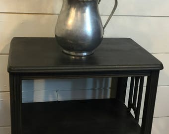 Vintage Shabby Cottage Chic Black Painted End Side Table Nightstand