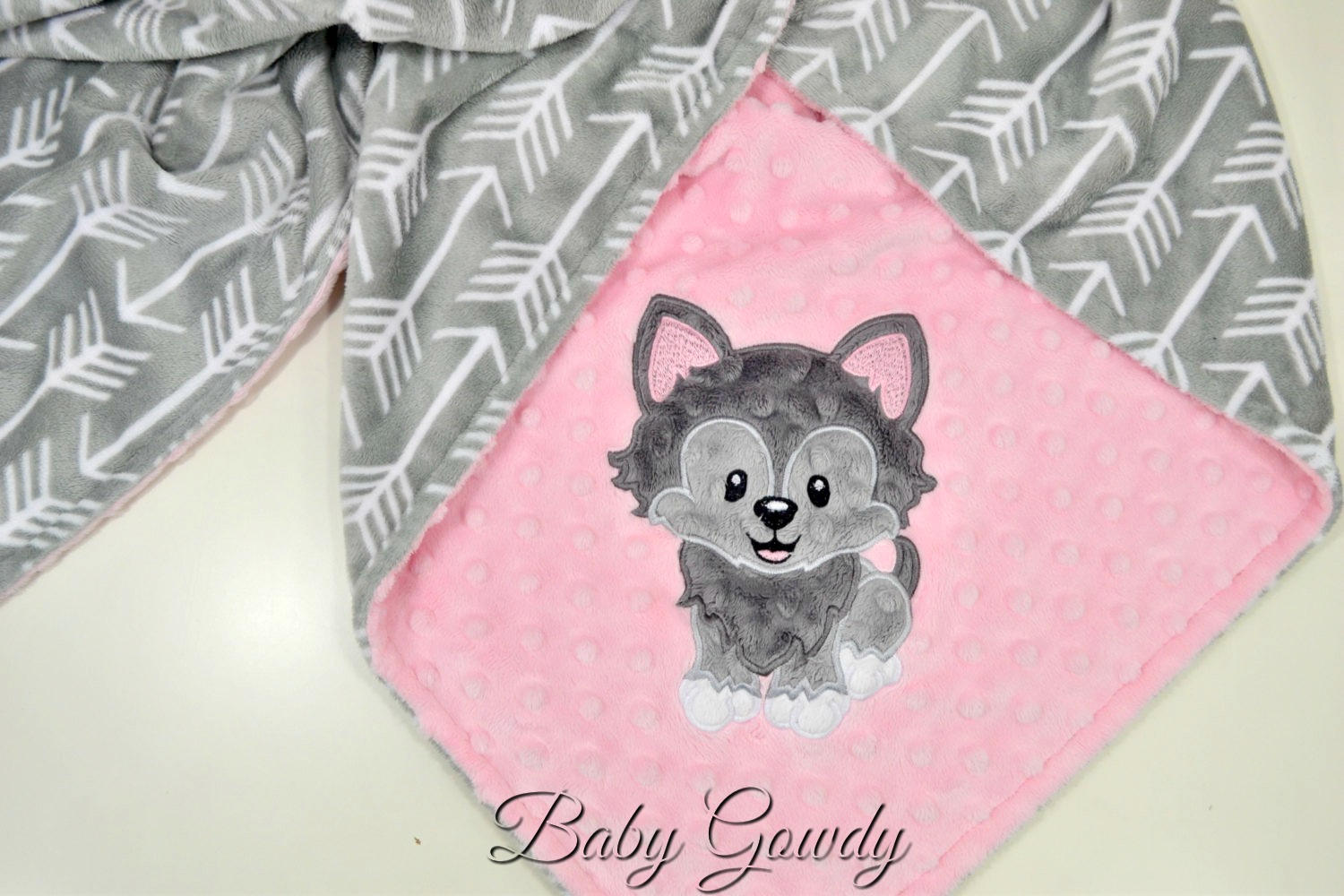Personalized Minky Baby Blanket Baby Wolf Blanket Silver