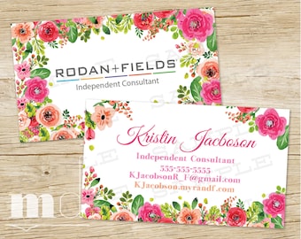 Rodan and Fields Business Cards, Rodan + Fields Small Business Branding Marketing, Modern Floral, Rodan Fields Card Personalized, PRINTABLE
