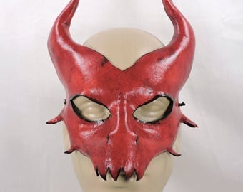 Demon/Devil/Dragon Mask - Red - Leather Mask