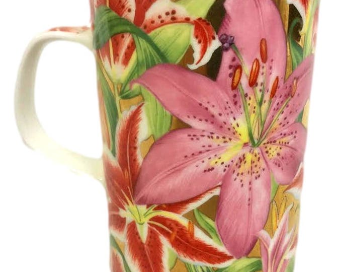 Dunoon Bone China Coffee Mug, Stargazer Lilies, Vintage Gift For Women, Gift For Her, Gift For The Wife For Christmas
