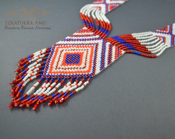Made to order, AZTEC necklace gerdan, american native, folk style, Looms necklace, Seed bead necklace, woven necklace, beaded necklace