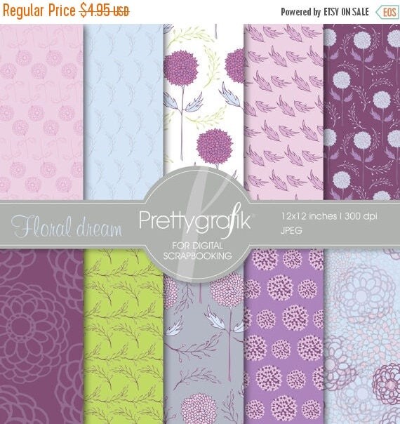 80% OFF SALE flowers digital paper, commercial use, scrapbook papers, background - PS539 Il_570xn