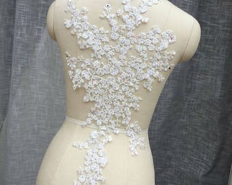Exquisite wedding lace applique , bridal veil bodice lace piece , wholesale lace applique