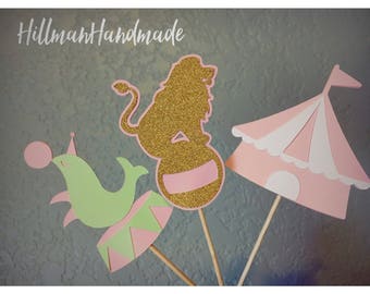 Circus Cupcake Toppers, Carnival Cupcake Toppers, Circus Treat Toppers, Circus Themed Cupcake Toppers