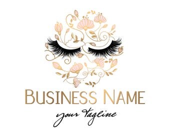 Custom logo design , lashes logo, eye lashes beauty logo, makeup logo, gold lashes logo design, gold pink beauty logo, graphic design lashes