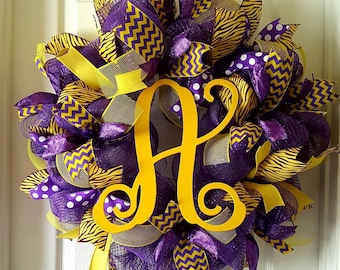 Wreath-Lsu Wreath-Initial Wreath-Ribbon Wreath-lsu-Purple Wreath