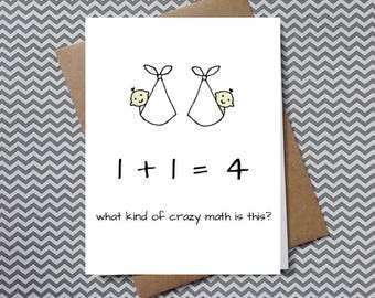 twins congratulations card, funny baby shower card for mom expecting twins, card for new baby twins