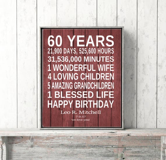 60th Birthday Sign Personalized Gift Rustic Barn Wood Look Red