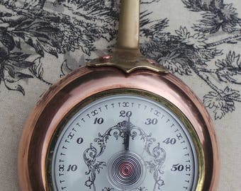Kitchen Cooks Room Thermometer French Vintage Copper Pan With Thermometer Made By Atelier Du Cuivre! Pan Thermometer Temperature Gauge