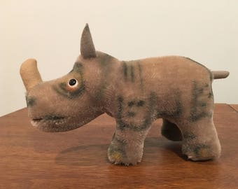 Vintage 1950s Steiff Mohair Rhino 7" Nosy