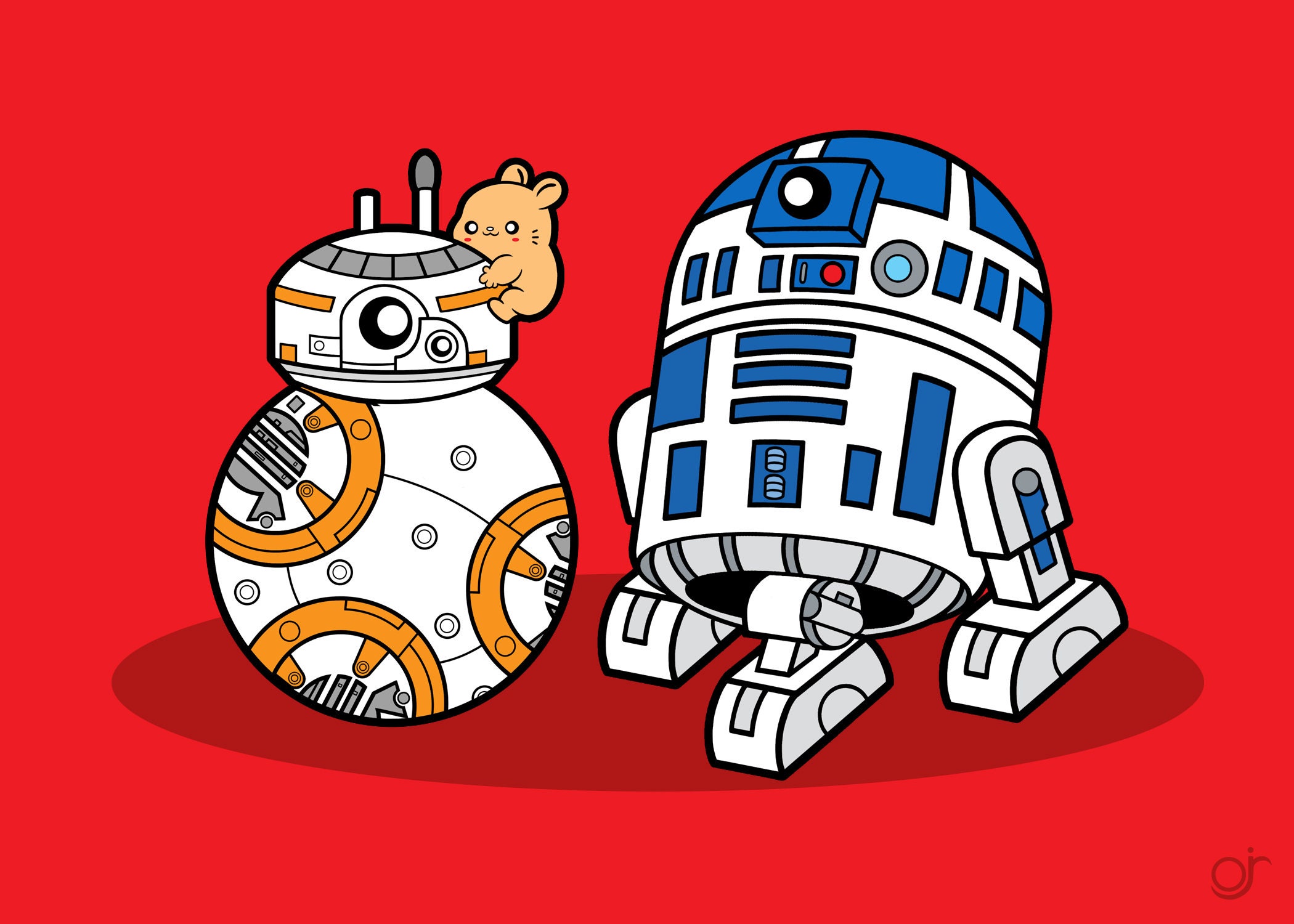 R2D2 BB8 5x7 Art Print Fan Art