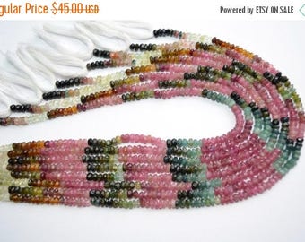 40%DIS 3 Strands Wholesale 13 Inch 4-5mm Natural Multi Tourmaline Faceted Rondelle Beads Strand(0782-84)