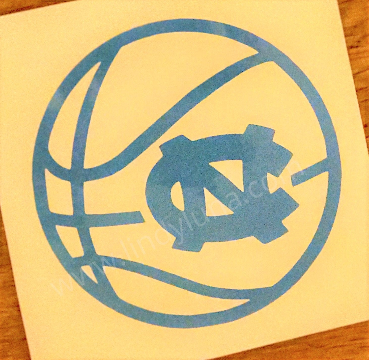 UNC vinyl decal in Carolina Blue