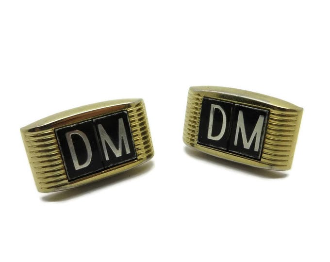Vintage Monogrammed Cufflinks, Initials Cufflinks, "DM" Cufflinks, Goldtone 60s Cuff Links, Men's Gift, Suit Accessory