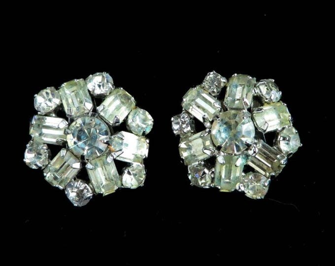 Vintage Rhinestone Snowflake Earrings, Bridal Earrings, Signed Weiss Crystal Clip-on Earrings, Perfect Gift, Gift Box
