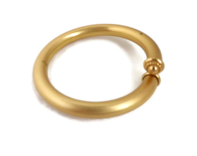 Vintage Matte Gold Tone Bracelet, Rounded Bypass Bangle