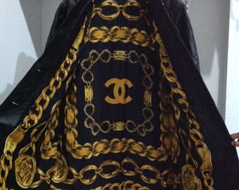 Vintage CHANEL baroque chain quilted leather coat jacket size L