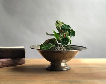 Vintage Silver on Copper Footed Bowl / Silver Plated Compote Bowl / Silver on Copper