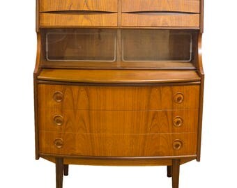 Danish Teak Bureau Desk Book Shelf Retro Mid Century