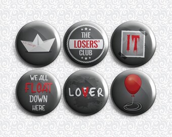 IT Pennywise Clown 6 Pack - Pinback Badge / Magnets / Sticky