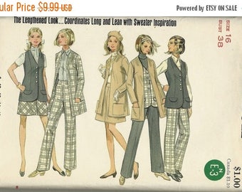 SALES EVENT Butterick 5354 Misses, Jacket, Vest, Skirt, and Pants UNCUT Size 16 C1960's
