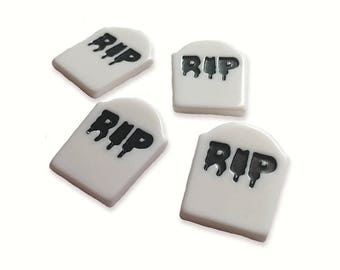 4 x Grave stone RIP halloween cabochons