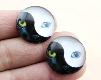 X 1 bi-panthere 20mm glass Cabochon