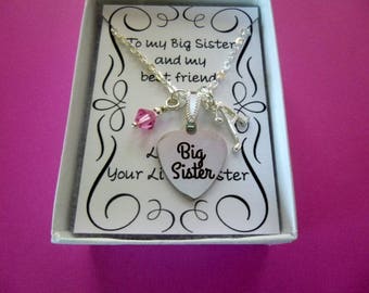 Personalized Big Sister Necklace With Birthstone, Personalized Necklace, Big Sister Necklace, Birthstone Necklace, Initial Jewelry, N1